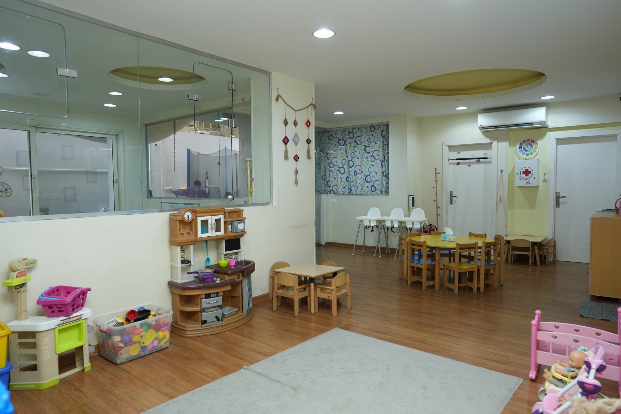 The open central space connecting the nursery corners