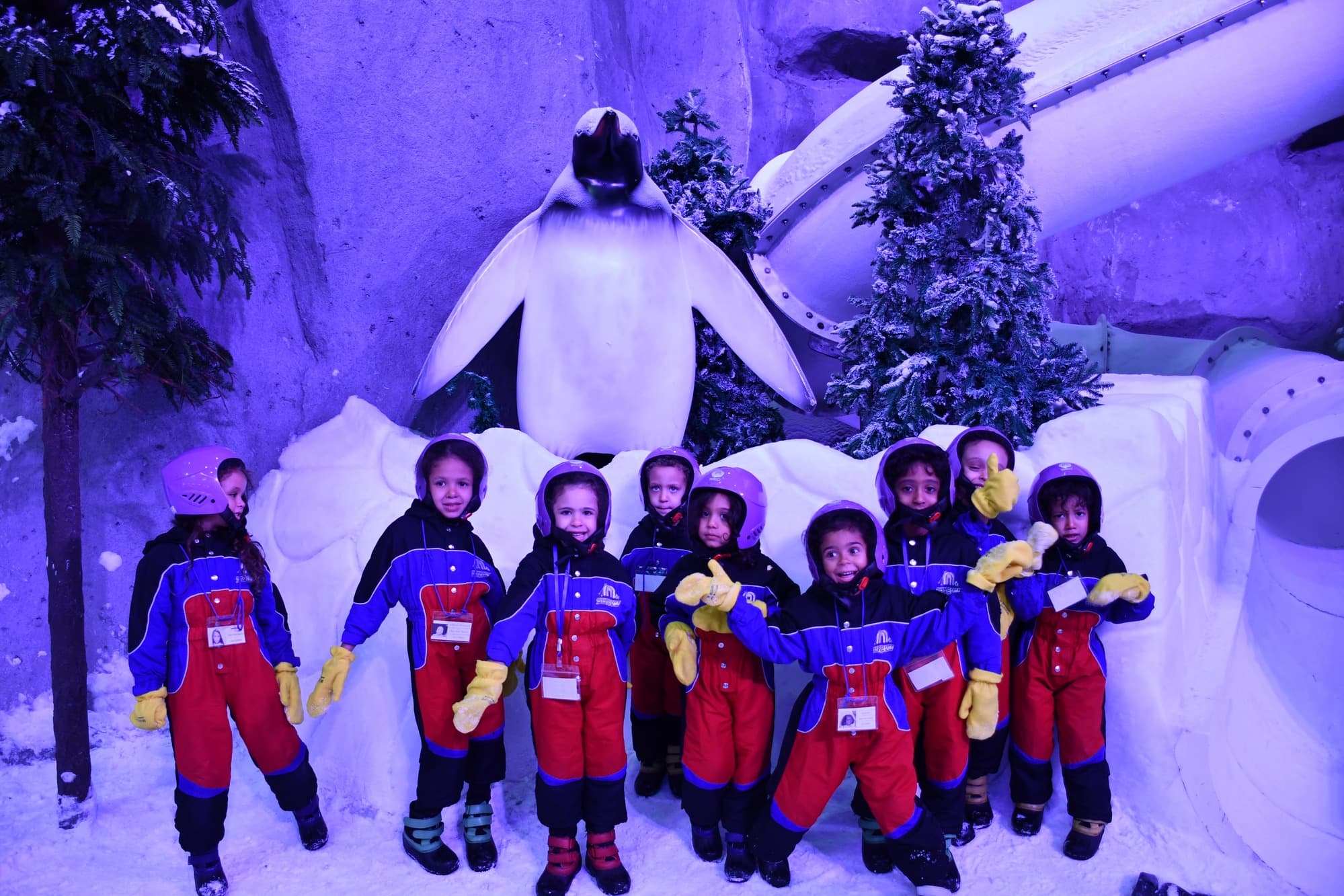 Super Kidz children on a snowy adventure at Ski Egypt